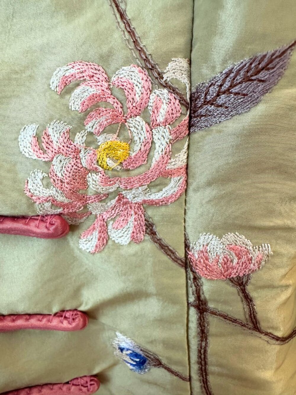 Grace Chuang New York Silk Embroidered Mandarin Collar Frog Closure Jacket L - Picture 8 of 9